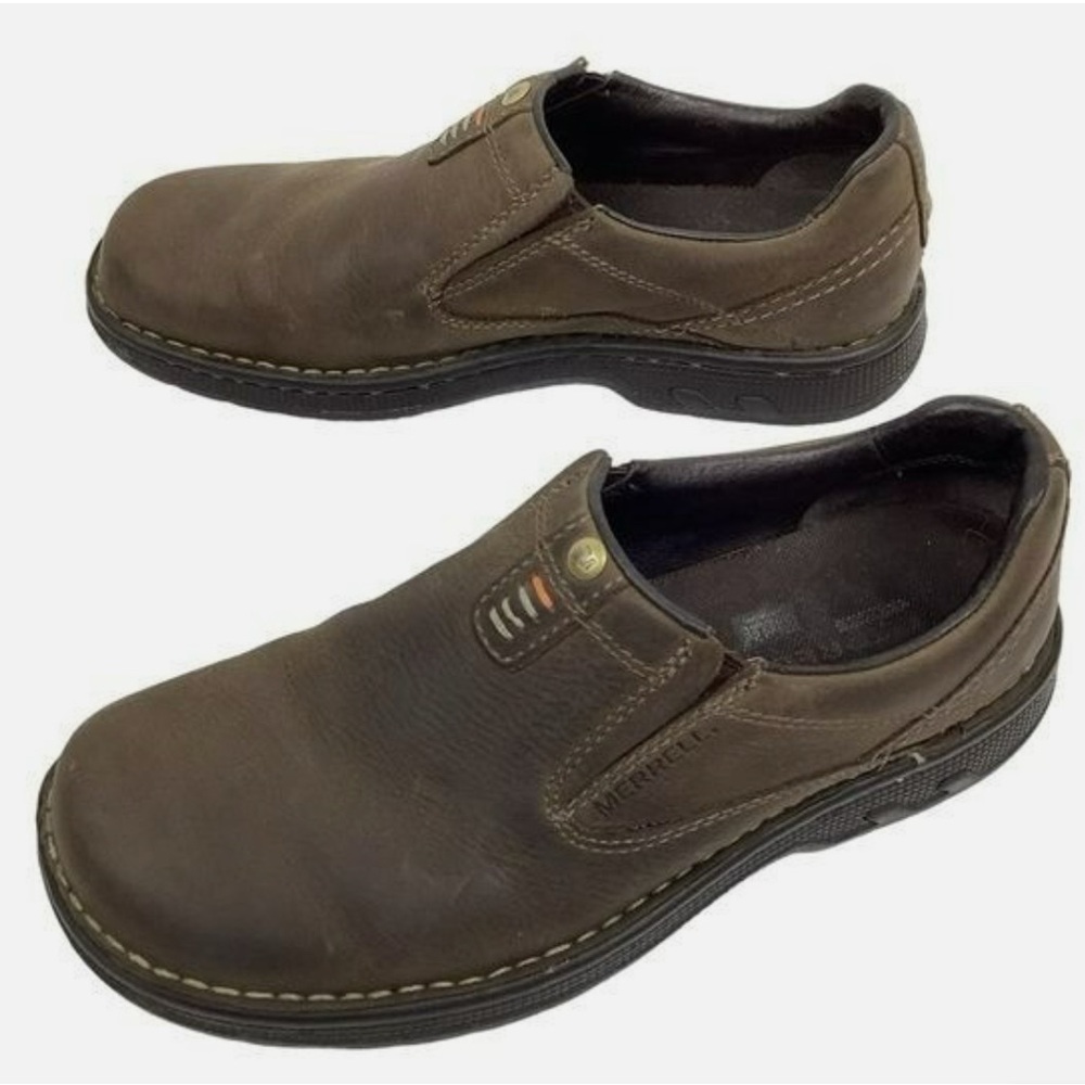 MERRELL World Legend Nubuck Leather Slip On Shoes Brown Men's 8.5